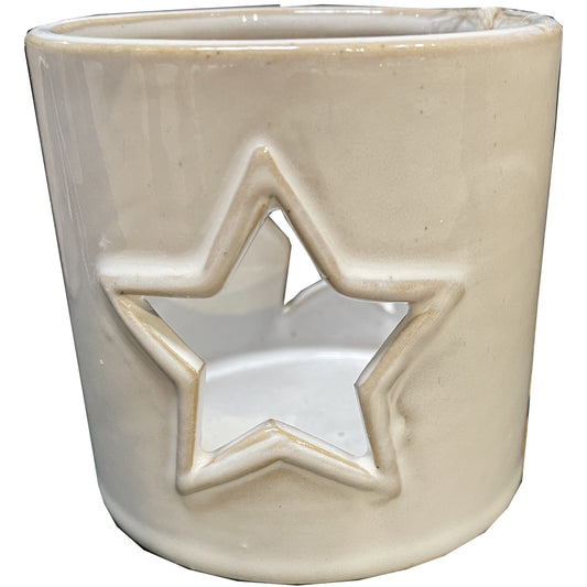 White Ceramic Star Cut-Out Tealight Holder