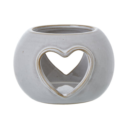 White Ceramic Heart Cut-Out Round Tealight Holder