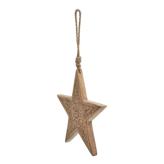 Natural Wooden Patterned Hanging Star